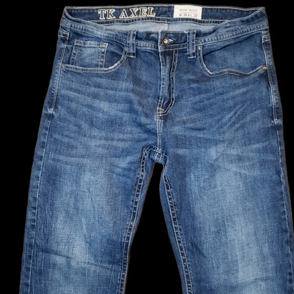 TK Axel Slim Boot Jeans 36x32 Faux Flap Back Pocket Strecth AXM80056 Eaton - Picture 5 of 12